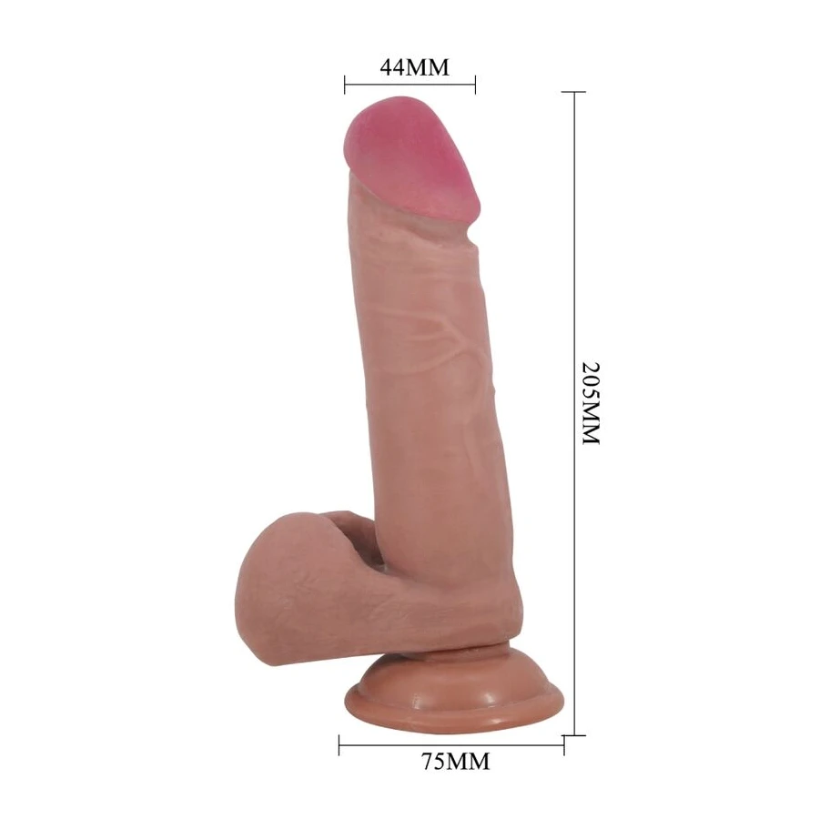 PRETTY LOVE - DILDO REALISTICO SLIDING SKIN SERIES CON VENTOSA SCORREVOLE DELLA PELLE MARRONE 20,5 CM